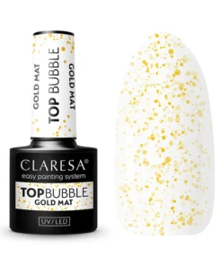 GLOSSIQ x CLARESA – Top Bubble Gold Matt No Wipe – Glitter Top Coat for a Unique Day-to-Night Look